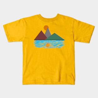 Summer Moon Lake Reflection Kids T-Shirt